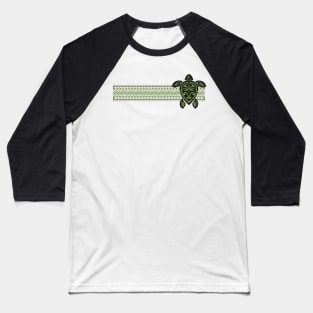 Green Tribal Turtle Tattoo Stripe Baseball T-Shirt